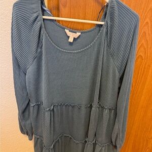 LC Lauren Conrad Sky Blue Ribbed Top